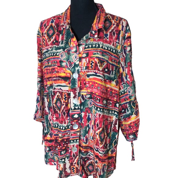 A La Carte vibrant abstract print top M - Picture 9 of 9